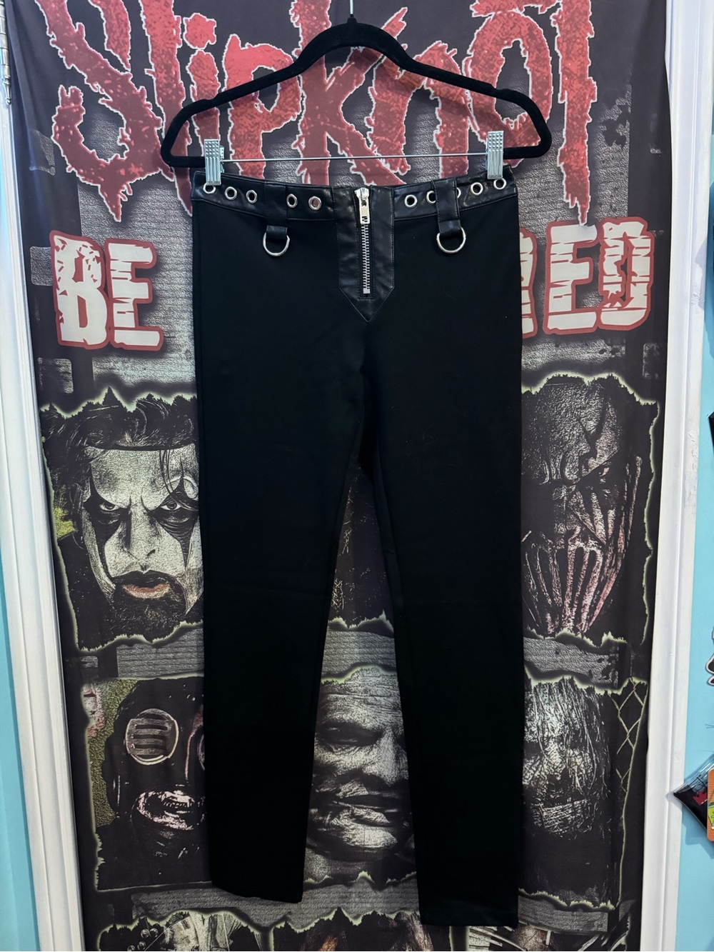Dolls Kill Widow Black Leggings with Grommet Waist